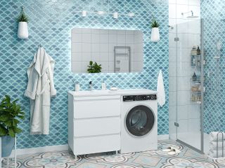 Напольная тумба под раковину Misty Чегет под стиральную машину 70см белый